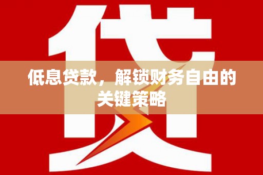 亳州低息贷款，解锁财务自由的关键策略